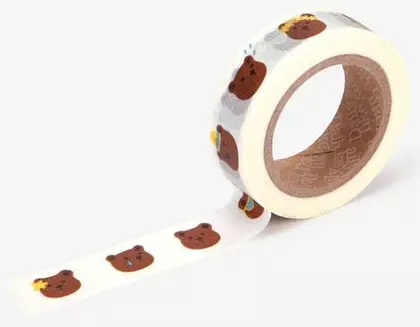 Cinta adhesiva masking tape washi bear face 15mm.x10m.