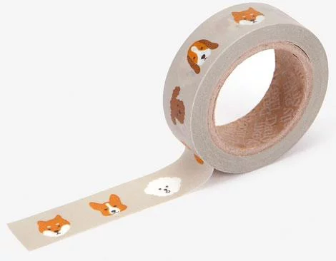 Cinta adhesiva masking tape washi puppy 15mm.x10m.