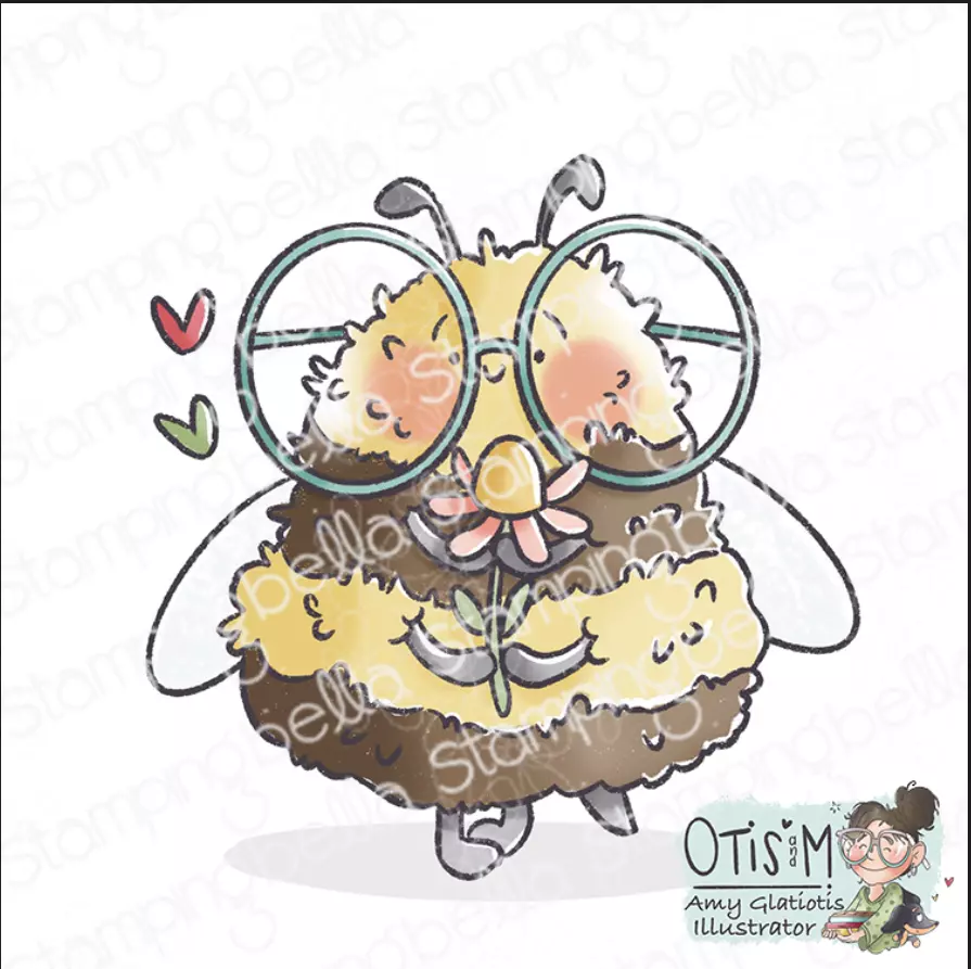 Stampingbella - Buzzy bee holding a flower