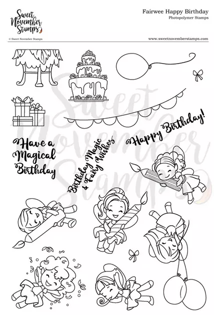 Set de sellos - fairwee happy birthday