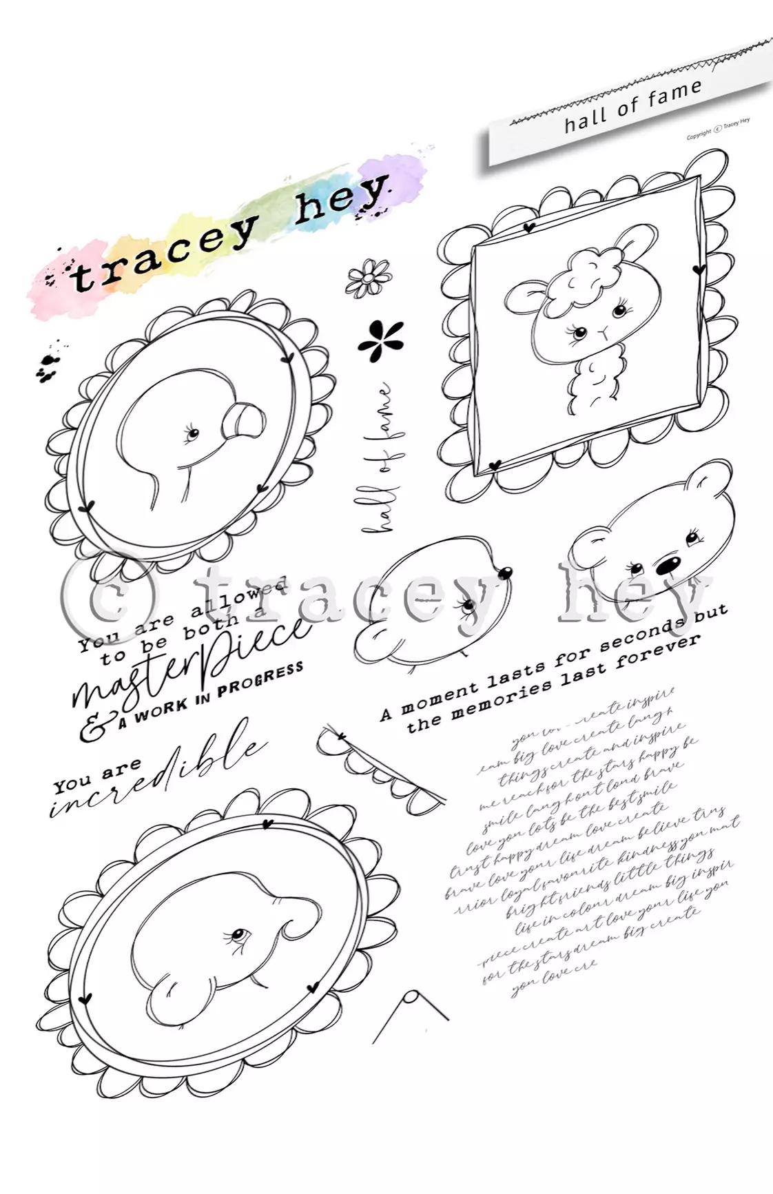 Set de sellos A5 Tracey Hey - Hall of Fame