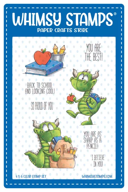Sello Whimsy Stamps - Back to School Dragons 