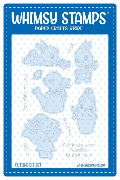 Troquel Whimsy Stamps - Bunnies in the Garden Outlines