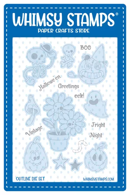 Troquel Whimsy Stamps - Primitive Halloween Outlines