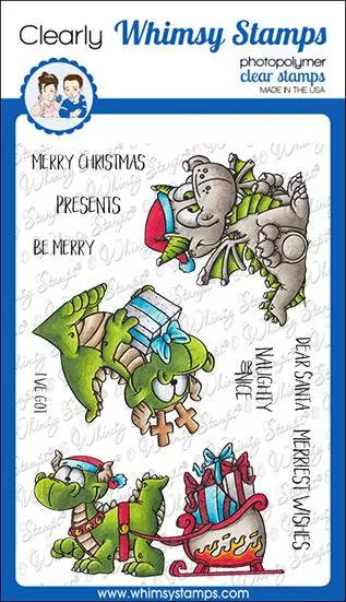 Sellos Whimsy Stamps - Dragon Christmas Wishes