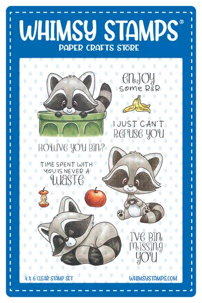 Sellos Whimsy Stamps - Raccoon How've You Bin