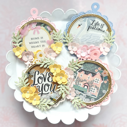 Scrap Diva Designs - Set de Troqueles Scalloped Circle Shaker Tag Set