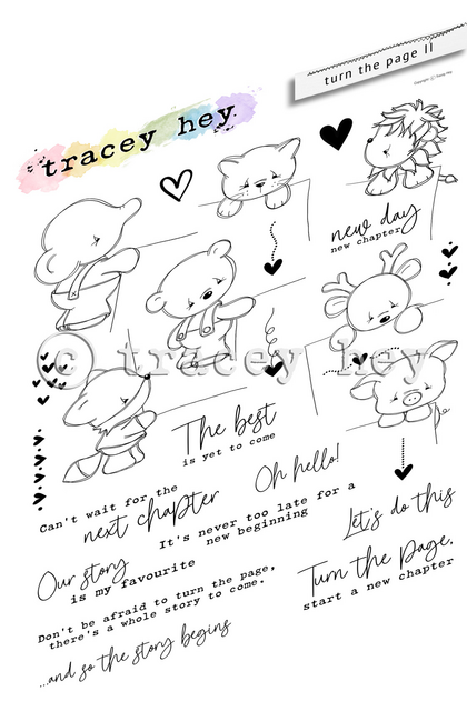 Tracey Hey ''Turn the Page II'' A5 Stamp Set