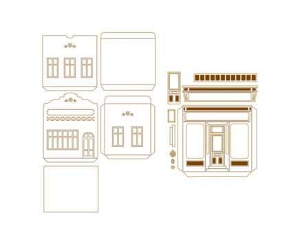 Pack - Caja de panadería y complemento - Fachada de tienda del casco antiguo