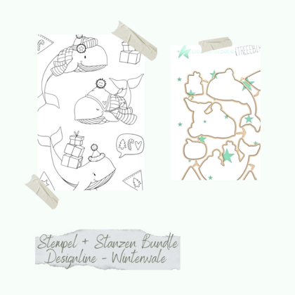 Pack - Designline - Ballenas de invierno - Set de sellos y troqueles
