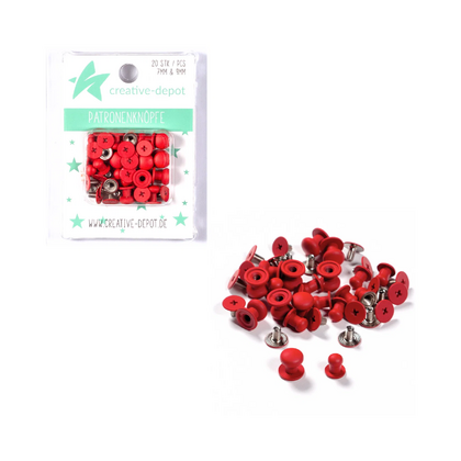 Botón tipo cartucho - Rojo Navidad - Mate - 20 unidades - 7 mm y...