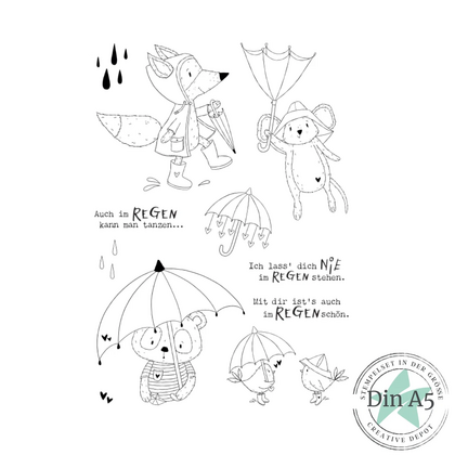 Set de sellos - Animalitos de día lluvioso