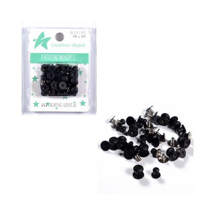 Botón de patrones - Negro - Mate - 20 unidades - 7 mm y 9 mm