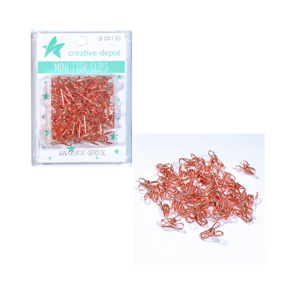Mini clip de pez - color oro rosa - 50 unidades