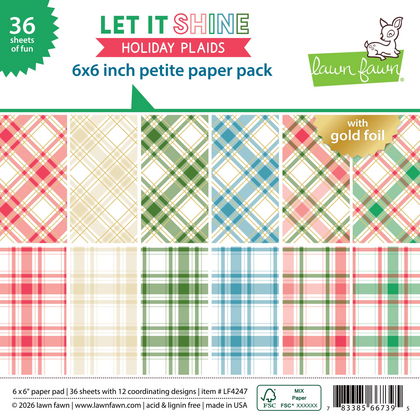Set de papeles 6x6 inch - let it shine holiday plaids