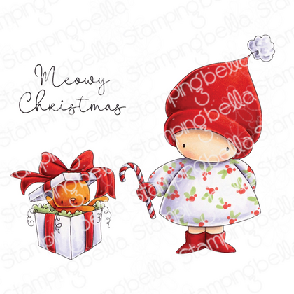 Set de sellos de goma - Girl and the christmas kitty (incluye 3 sellos)