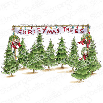 Sello de goma -  Christmas tree lot backdrop