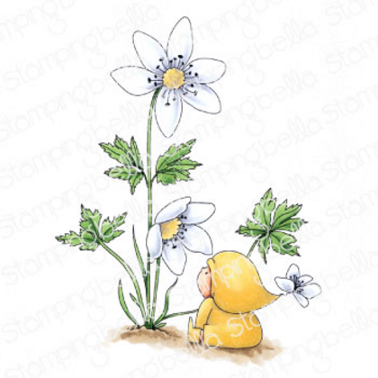 Sello de goma - bundlegirl with a wood anemone