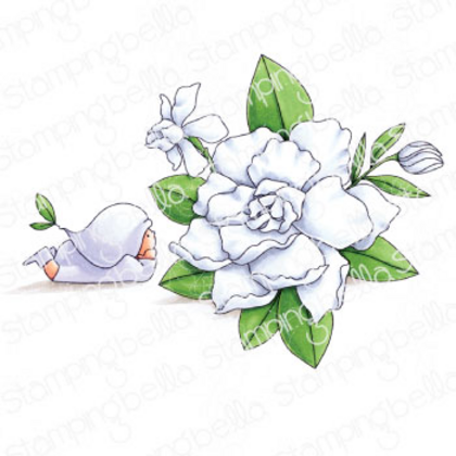 Sello de goma - bundle girl with a gardenia