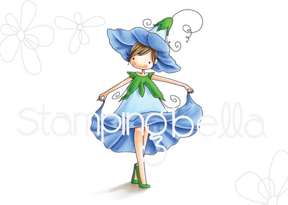 Sello de goma - tiny townie garden girl morning glory