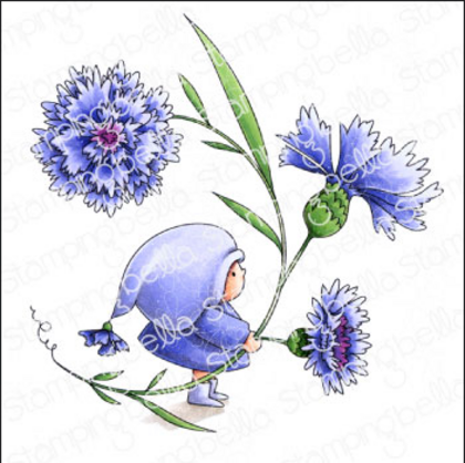 Sello de goma - bundle girl with a cornflower