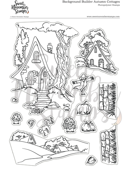 Set de sellos - background builder: autumn cottages