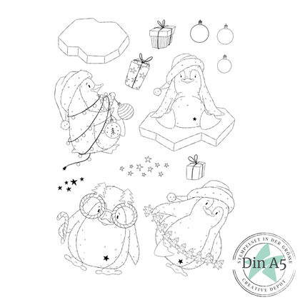 Set de sellos - pingüinos navideños