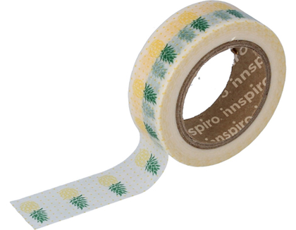 Cinta masking tape Washi piñas 15mm.x10m. Serie Tutti Frutti