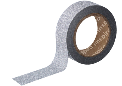 Cinta masking tape purpurina plateado