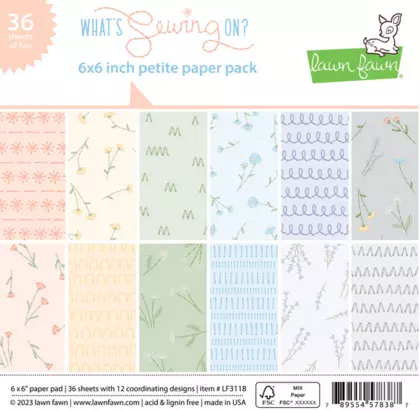 Set de papeles 6x6 Lawn Fawn - what's sewing on? petite paper pack