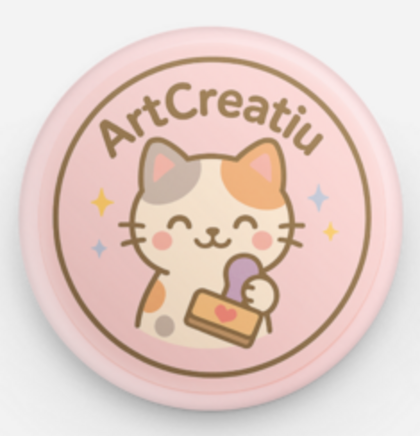 Chapa Stamp Cat  38 x 38 mm - ArtCreatiu