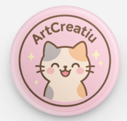 Chapa Happy Cat 38 x 38 mm - ArtCreatiu