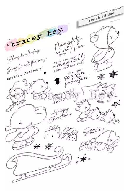Set de sellos A5 Tracey hey sleigh all day