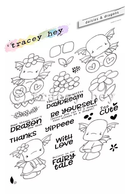 Set de sellos A5 Tracey hey - Daisies & Dragons 