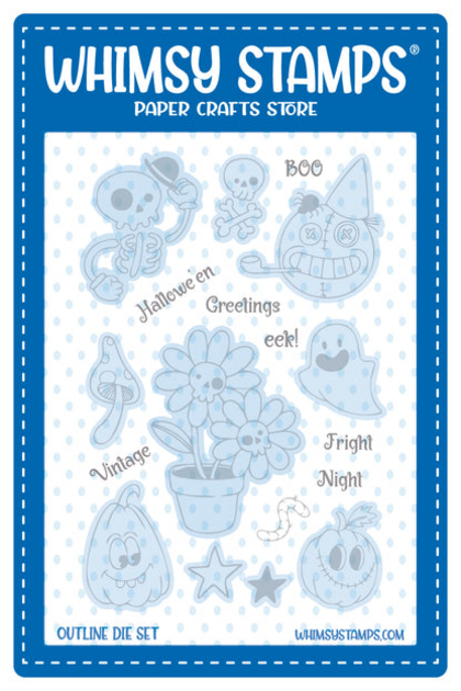 Troquel Whimsy Stamps - Primitive Halloween Outlines