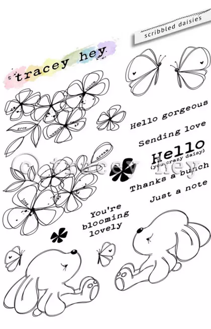 Set de sellos A5 Tracey hey - Scribbled Daisies 