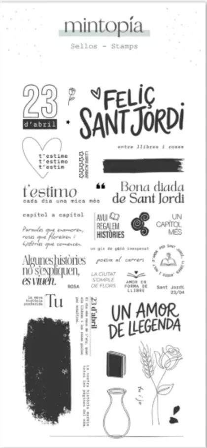 Sello Sant Jordi Mintopía by Scrapbypat en catalán