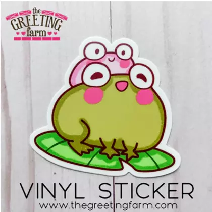 Pegatina de vinilo mate  - Lily Pad Frogs